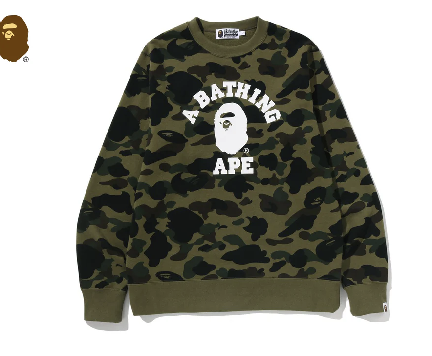 【BAPE男生】0228 發售 1ST CAMO COLLEGE CREWNECK SWEATSHIRT