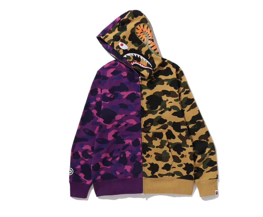 【BAPE男生】0228 發售 SPLIT CAMO SHARK FULL ZIP HOODIE