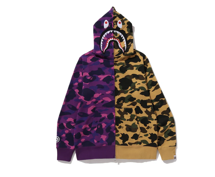 【BAPE男生】0228 發售 SPLIT CAMO SHARK FULL ZIP HOODIE