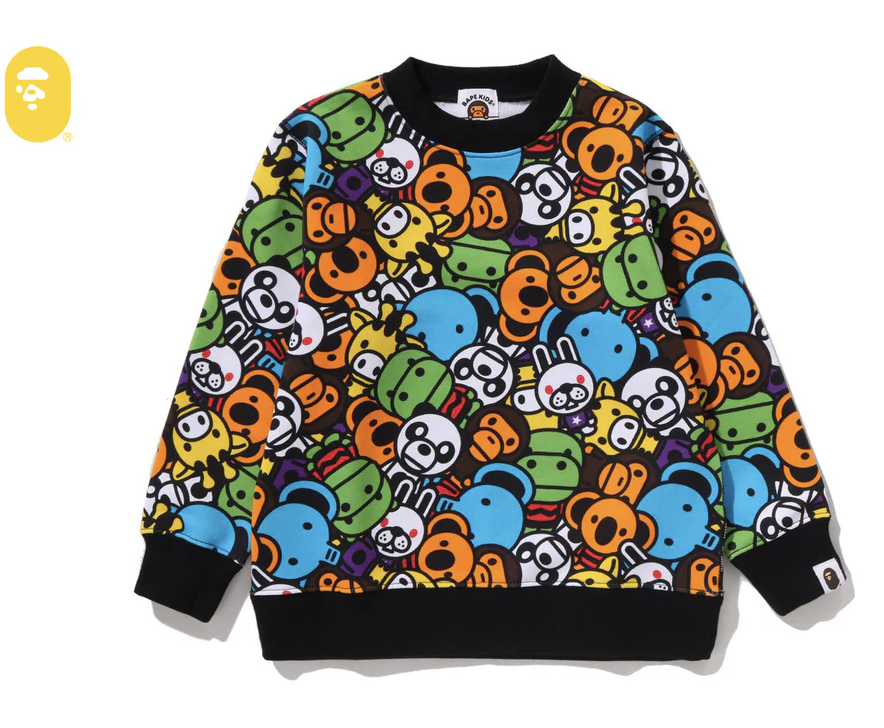 【BAPE童裝】0228 發售 MILO ALL FRIENDS CREWNECK SWEATSHIRT