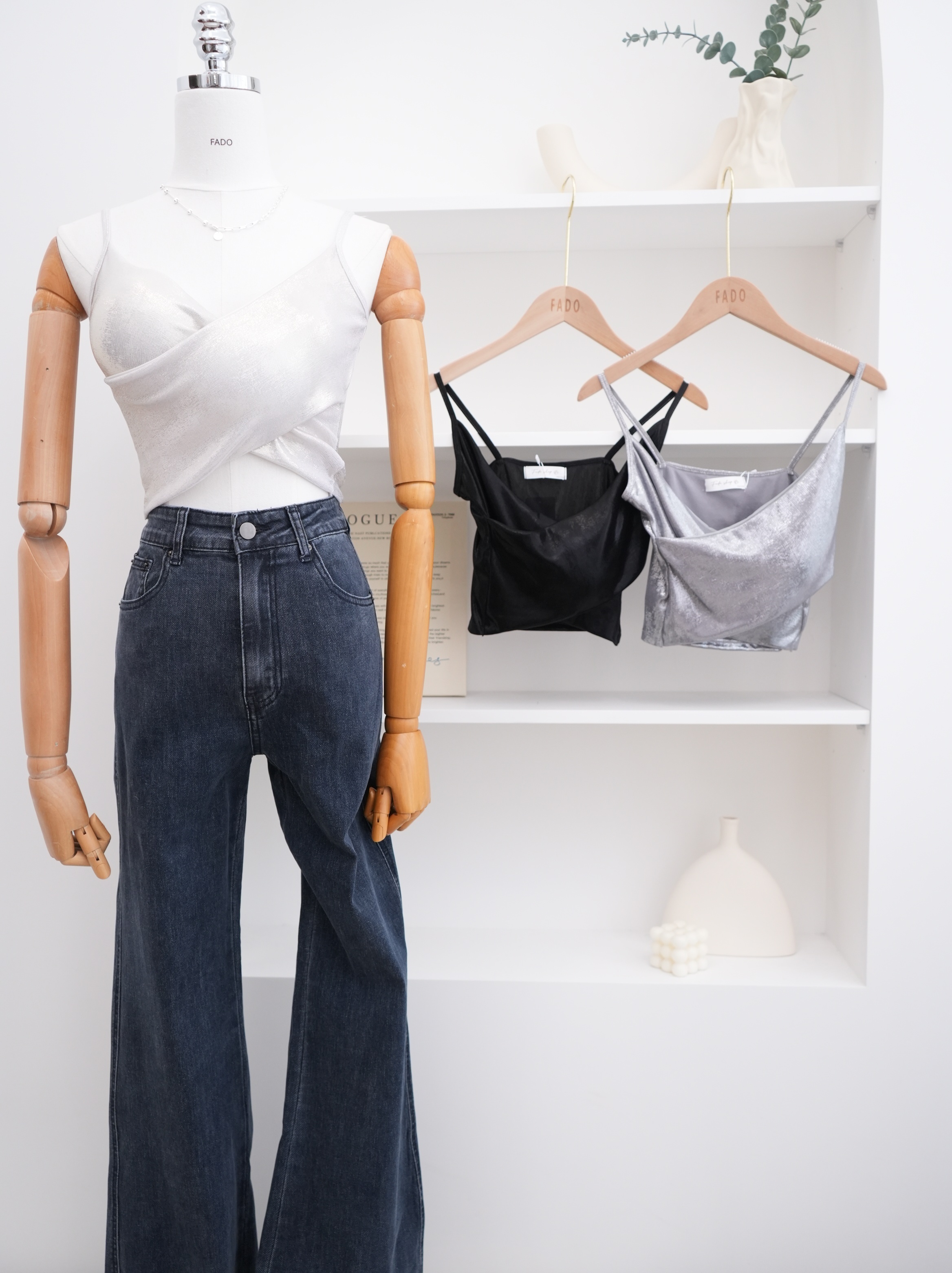 法朵Fado shop｜亮面交叉領固定杯墊背心 5265004 三色