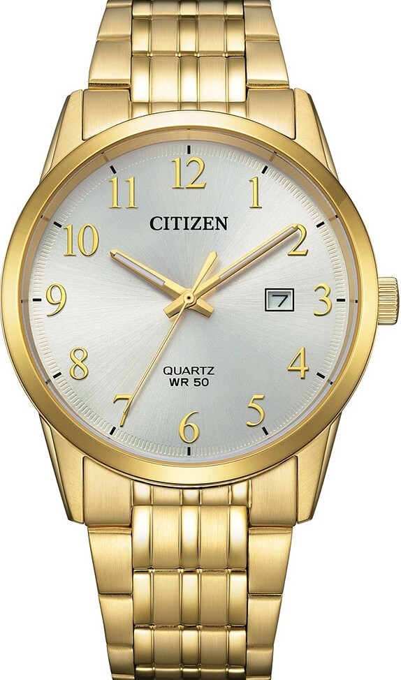 萬年鐘錶 - Citizen 星辰錶  石英機芯 金色三大針時尚簡約石英不鏽鋼男錶 BI5009-58A 錶徑39MM