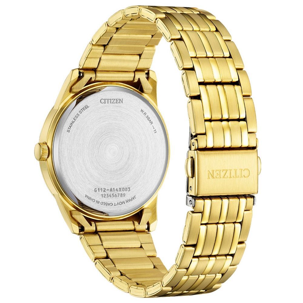 萬年鐘錶 - Citizen 星辰錶  石英機芯 金色三大針時尚簡約石英不鏽鋼男錶 BI5009-58A 錶徑39MM