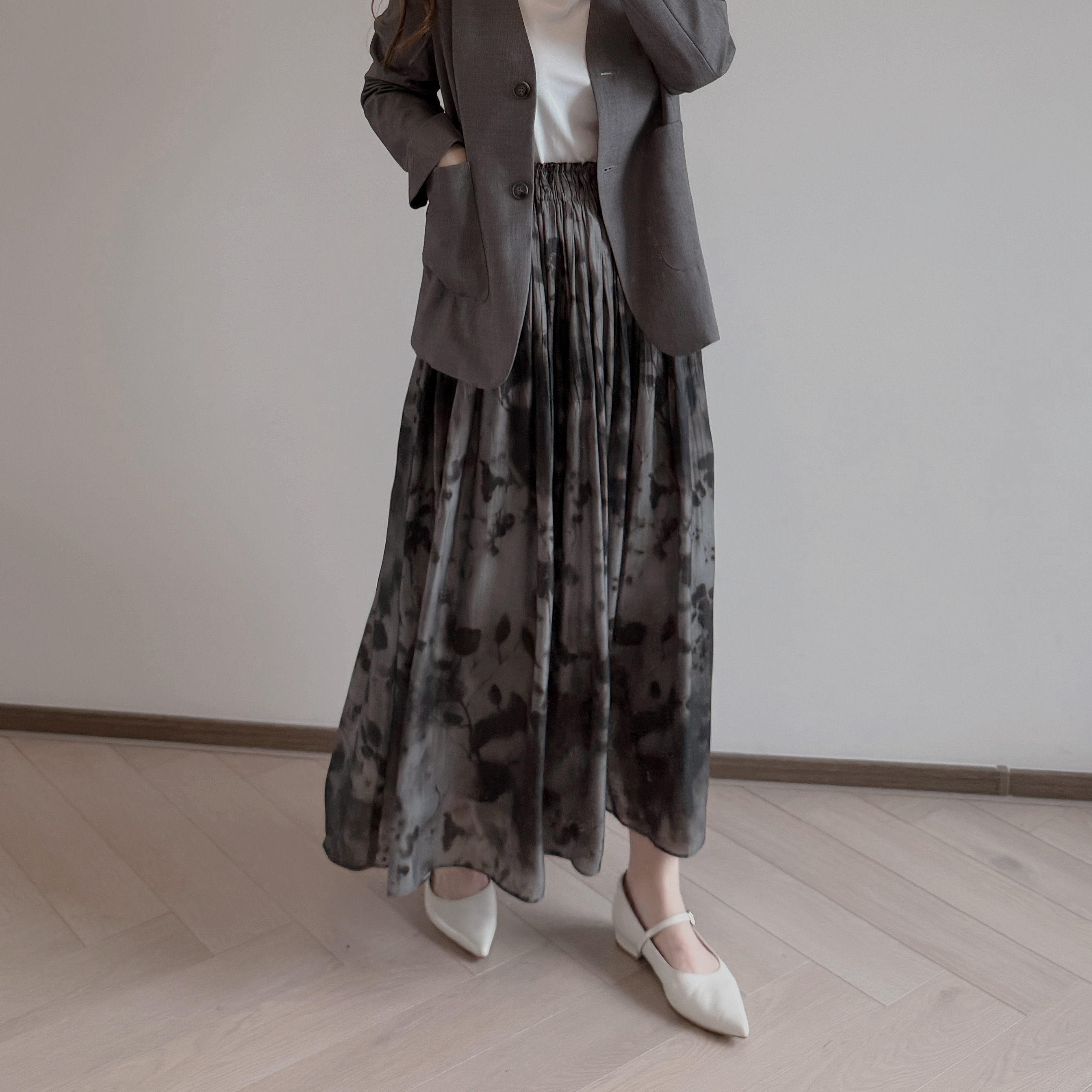 現貨 7368 暈染薄紗雪紡百褶裙