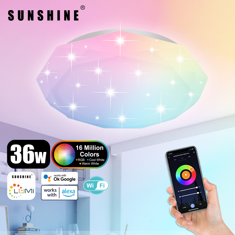 [SCLB] LED WiFi智能吸頂燈 36W RGB彩光+CCT黃白光+可調光暗