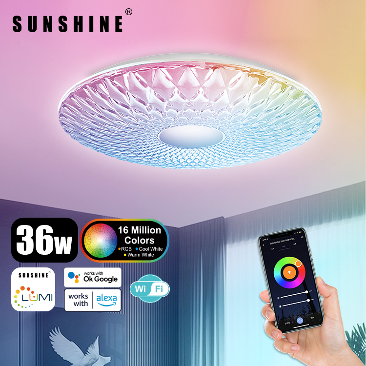 [SCLD(T)] LED WiFi智能吸頂燈 36W RGB彩光+CCT黃白光+可調光暗