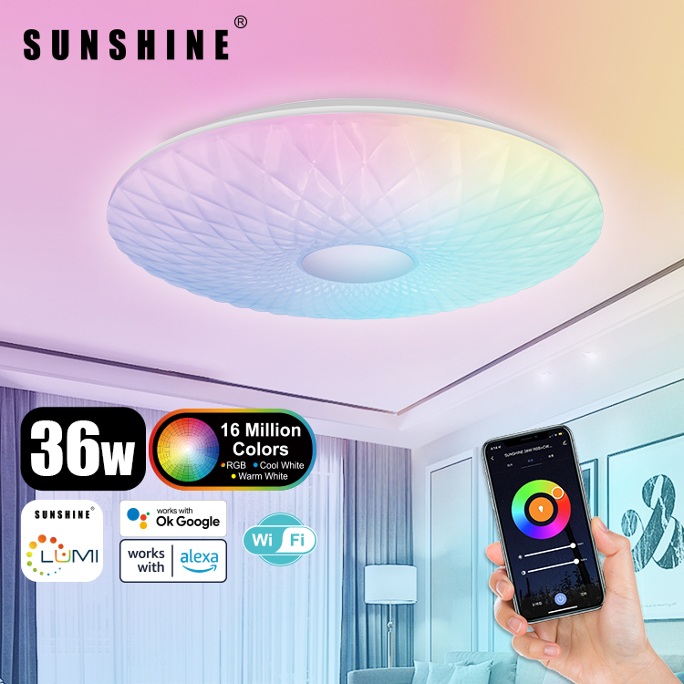 [SCLD(W)] LED WiFi智能吸頂燈 36W RGB彩光+CCT黃白光+可調光暗