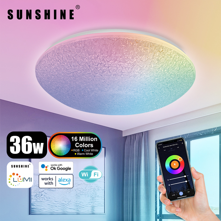 [SCLF] LED WiFi智能吸頂燈 36W RGB彩光+CCT黃白光+可調光暗