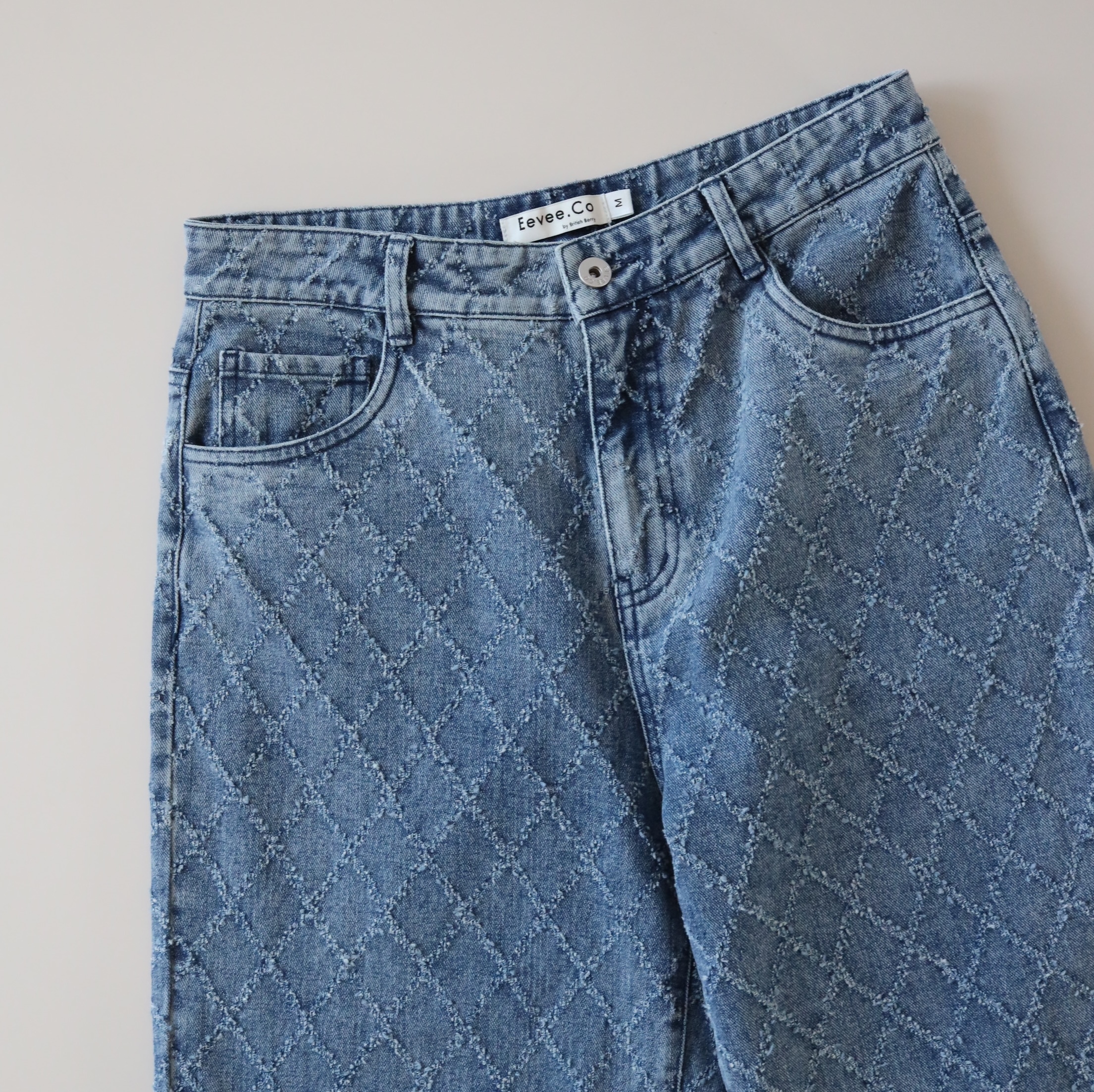 現貨 7385 小香風菱格牛仔褲