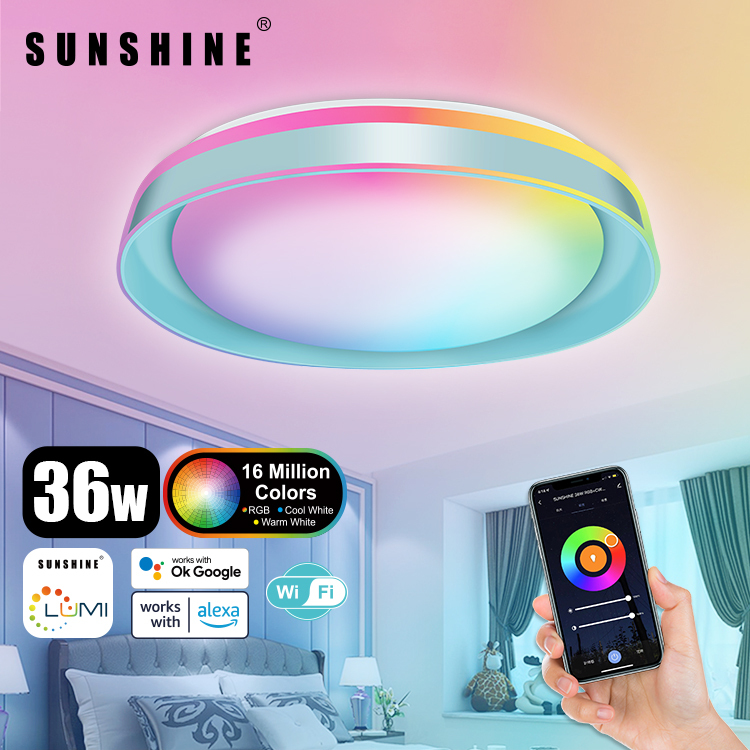 [SCLJ] LED WiFi智能吸頂燈 36W RGB彩光+CCT黃白光+可調光暗