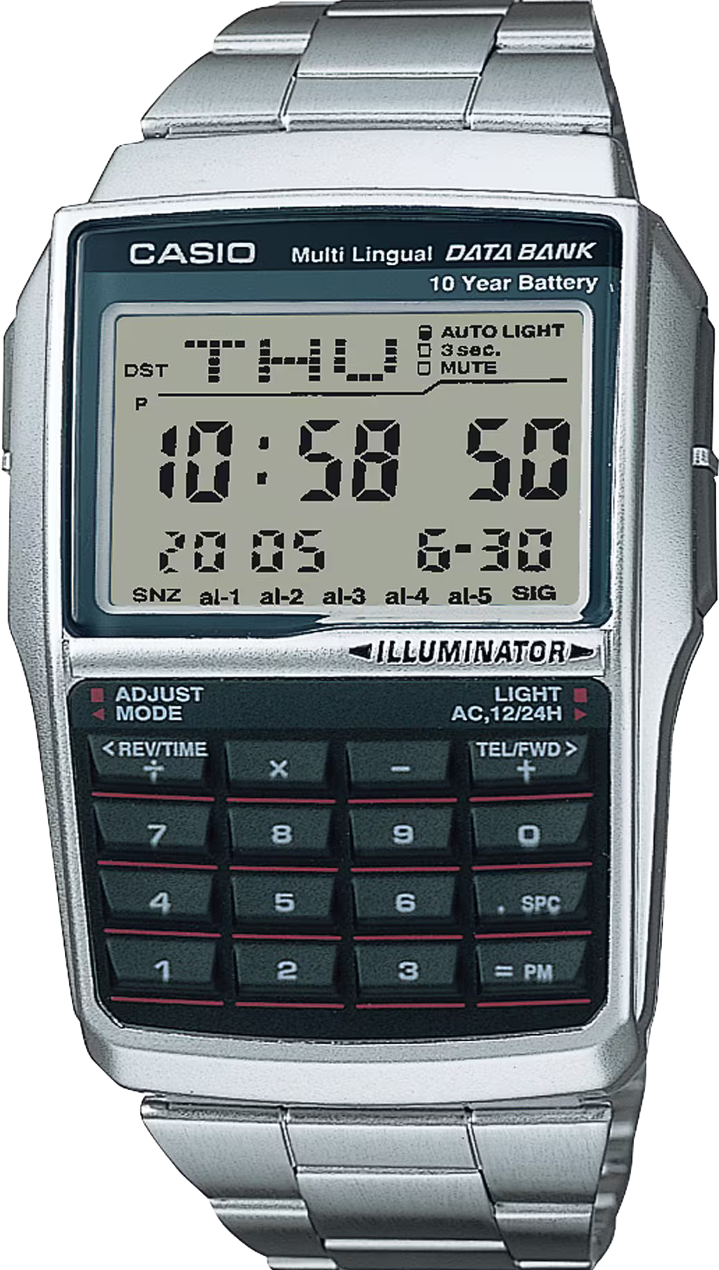 萬年鐘錶 - CASIO  卡西歐 VINTAGE 復古金屬風格計算機電子男錶 DBC-32D-1A  錶徑 : 37.4MM