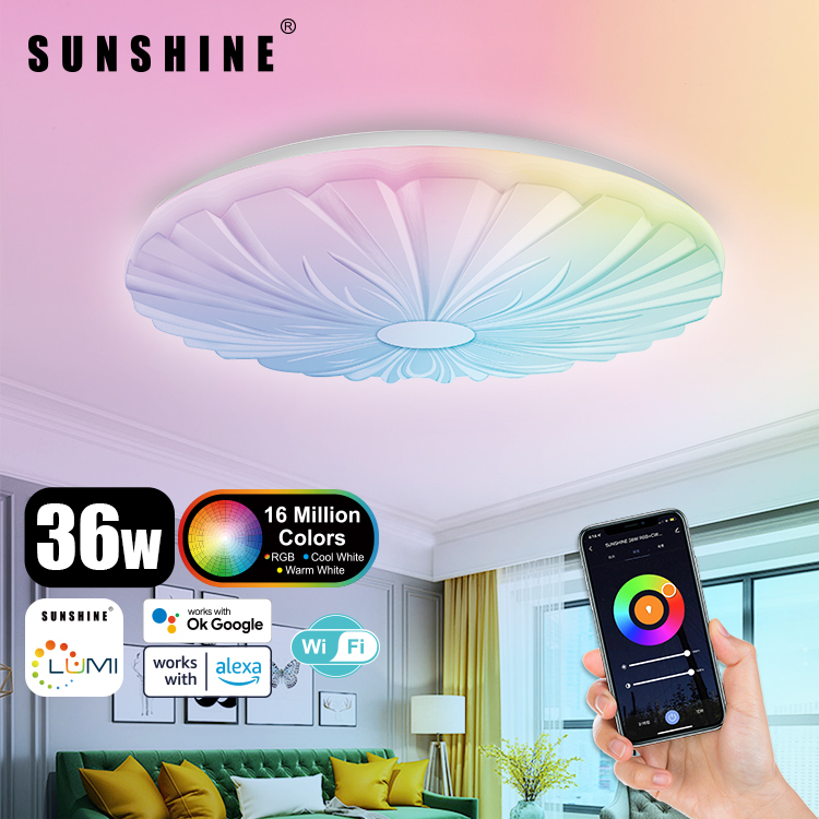 [SCLP] LED WiFi智能吸頂燈 36W RGB彩光+CCT黃白光+可調光暗