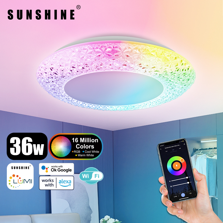 [SCLT] LED WiFi智能吸頂燈 36W RGB彩光+CCT黃白光+可調光暗