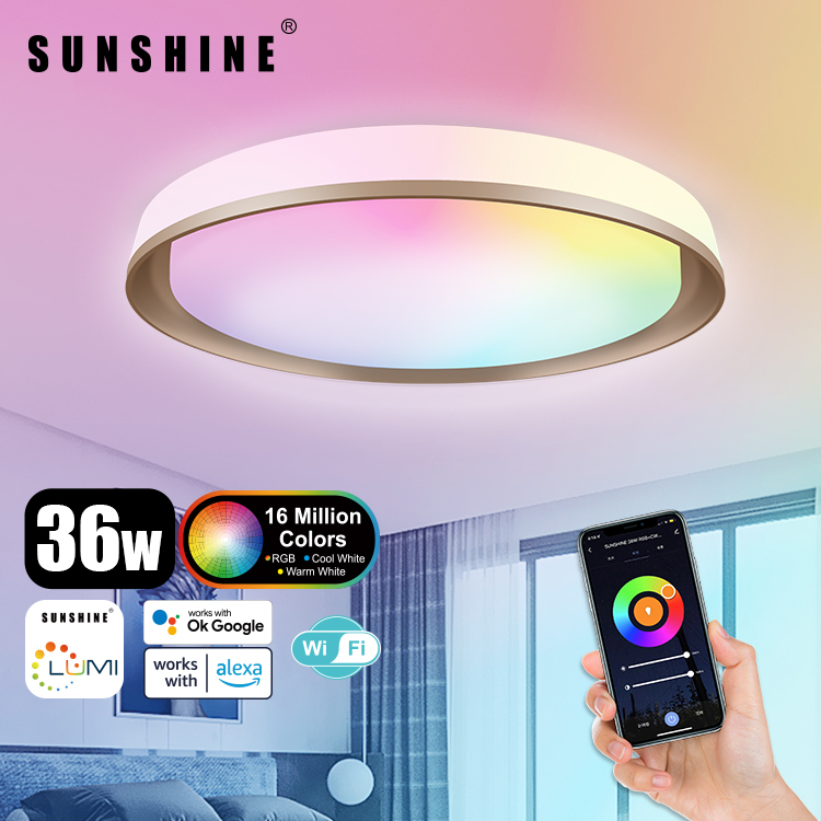 [SCLU] LED WiFi智能吸頂燈 36W RGB彩光+CCT黃白光+可調光暗