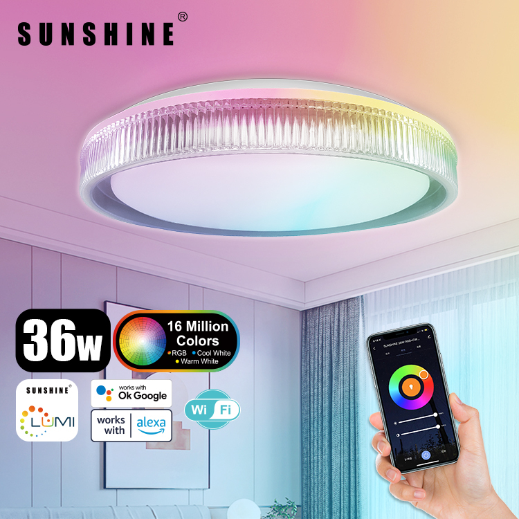 [SCLV] LED WiFi智能吸頂燈 36W RGB彩光+CCT黃白光+可調光暗