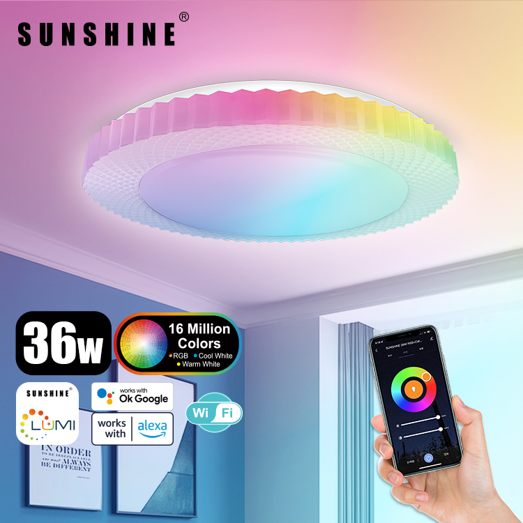 [SCLY] LED WiFi智能吸頂燈 36W RGB彩光+CCT黃白光+可調光暗