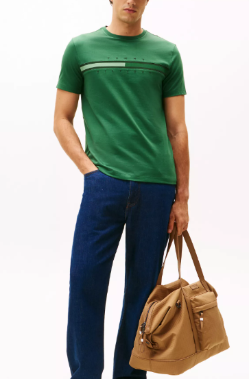 [S] TOMMY HILFIGER DEEP EVERGREEN TONAL FLAG LOGO TSHIRT, 78JB406-300 (STH1562)