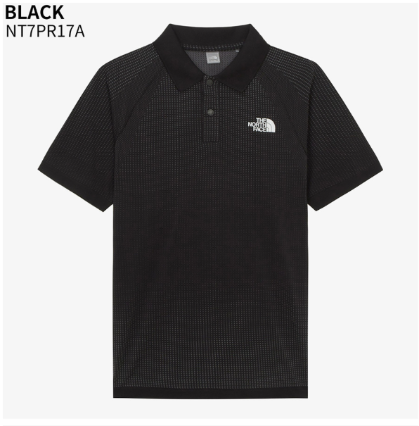 [S] NORTHFACE BLACK M/S AIRWEAVE S/S POLO TEE, NT7PR17A-BLK (STNF39)