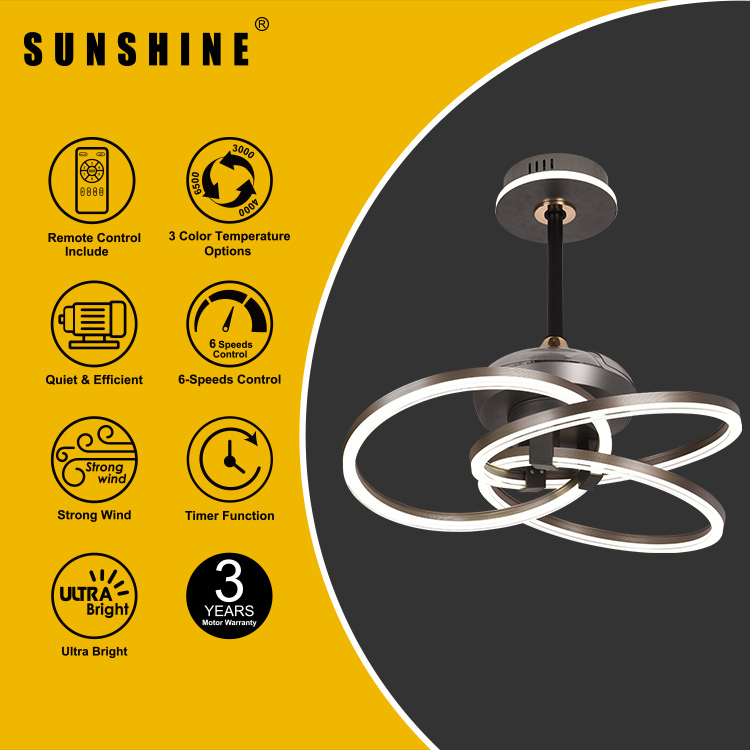 黑色三環型 LED風扇燈 100W 3000-6500K CFEB-100W