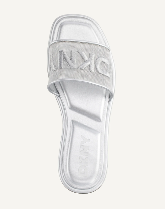 [S] DKNY NICKEL BANDIN LOGO FLAT SLIDE, K2577035-BONE (SD1742)