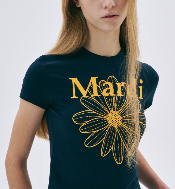 [S] MARDI NAVY TANGERINE CROPPED T-SHIRT FLOWERMARDI, MFK51JSS009NVTG00 (SMD80)