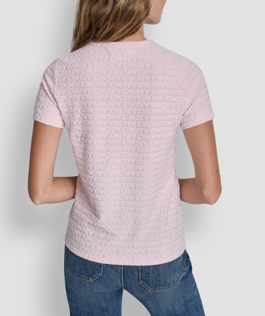 [S] DKNY PINK MOON LOGO JACQUARD SHORT SLEEVE CREW NECK TEE, DJ5T1571-OF2 (SD1682)
