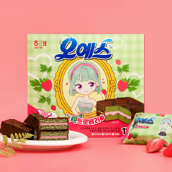 韓國HAITAI OH YES 艾草草莓巧克力蛋糕 12入 360g 阿SUE聯名款
