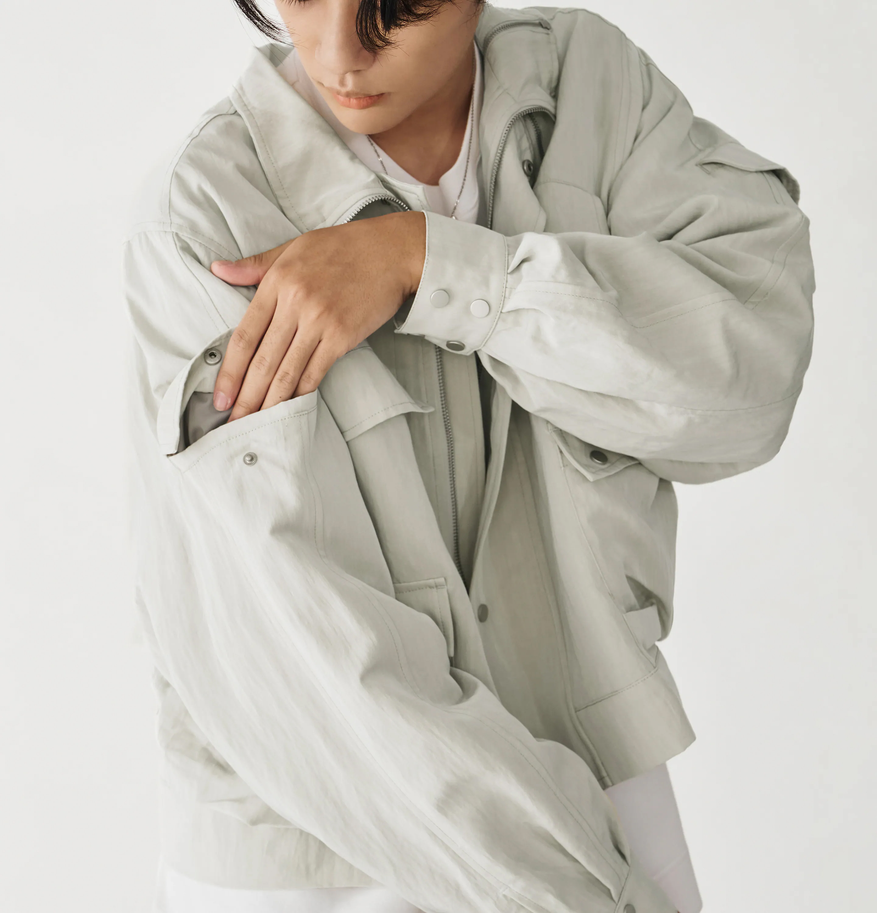 MELSIGN 拉鍊口袋外套夾克 米白/咖啡/藍  26 S/S Zip-up Pocket Short Jacket