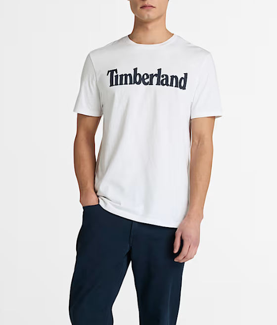 [S] TIMBERLAND WHITE MEN'S NORTHWOOD US WORDMARK LOGO SHORT SLEEVE T-SHIRT, TB0A5YNK-100 (STL16)