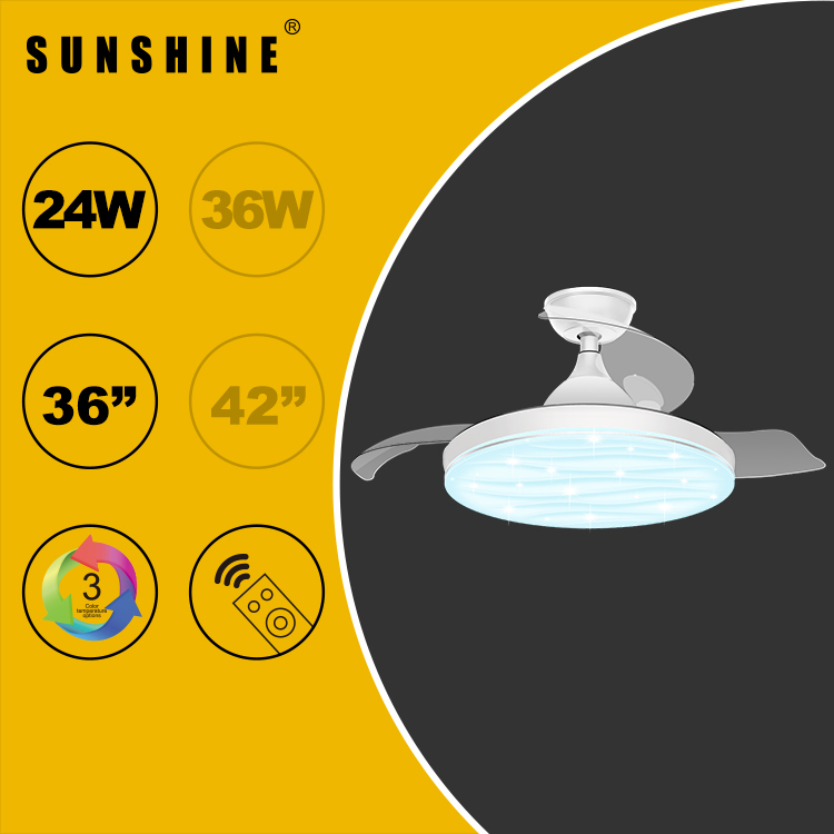 [CFCN] LED伸縮扇葉風扇燈 36吋24W / 42吋36W 三色溫3000K-4000K-6500K (不可調光暗) CFCN-24W/36W