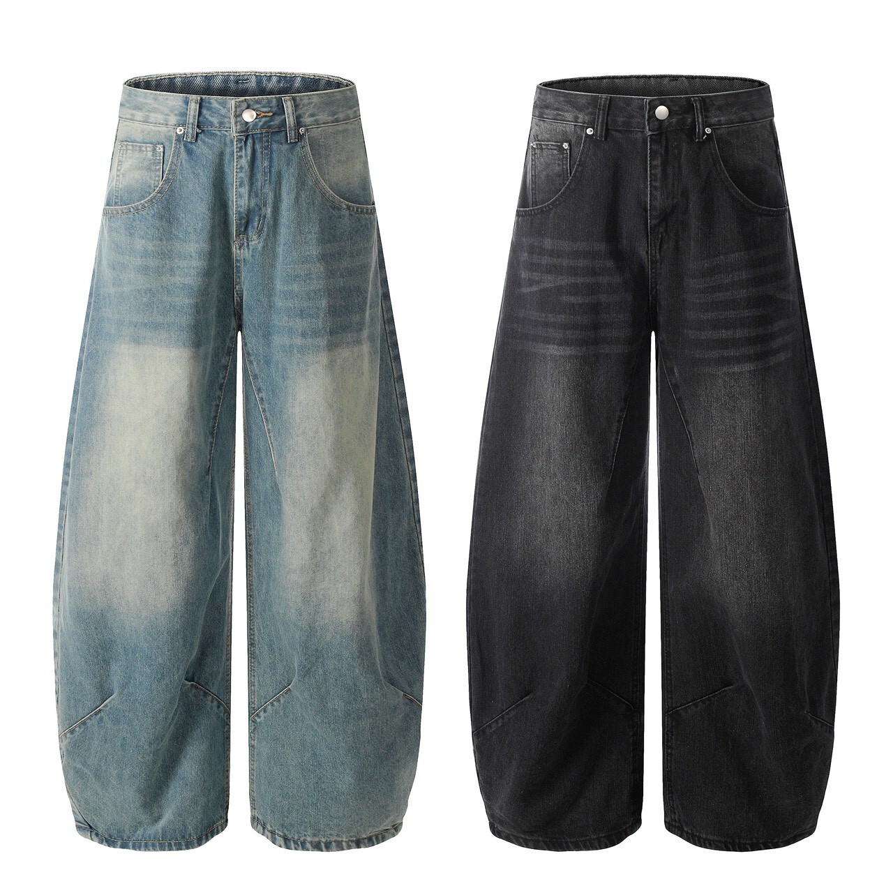 重磅刷色彎刀褲