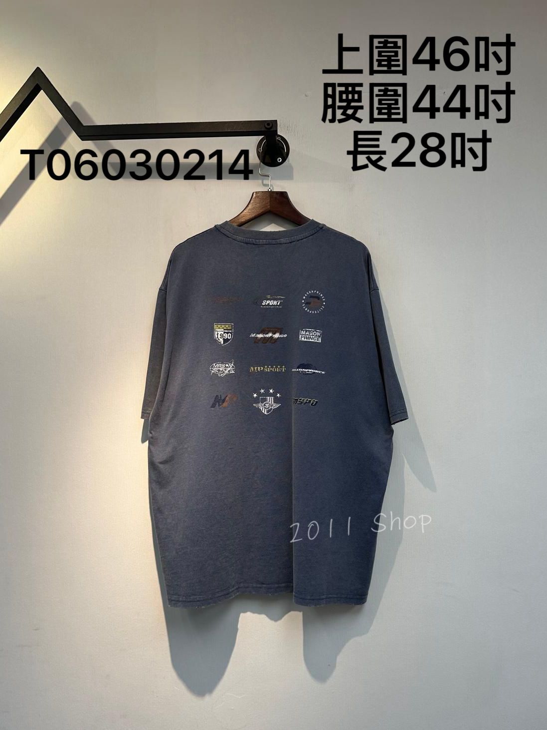 出口日本復古美式LOGO中長T恤  上圍46吋 腰圍44吋 長28吋  T06030214