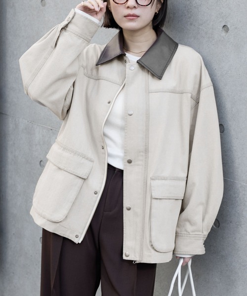 <買給女友..> 日本 MONO-MART 水洗 丹寧 皮革領 撞色 夾克 五色