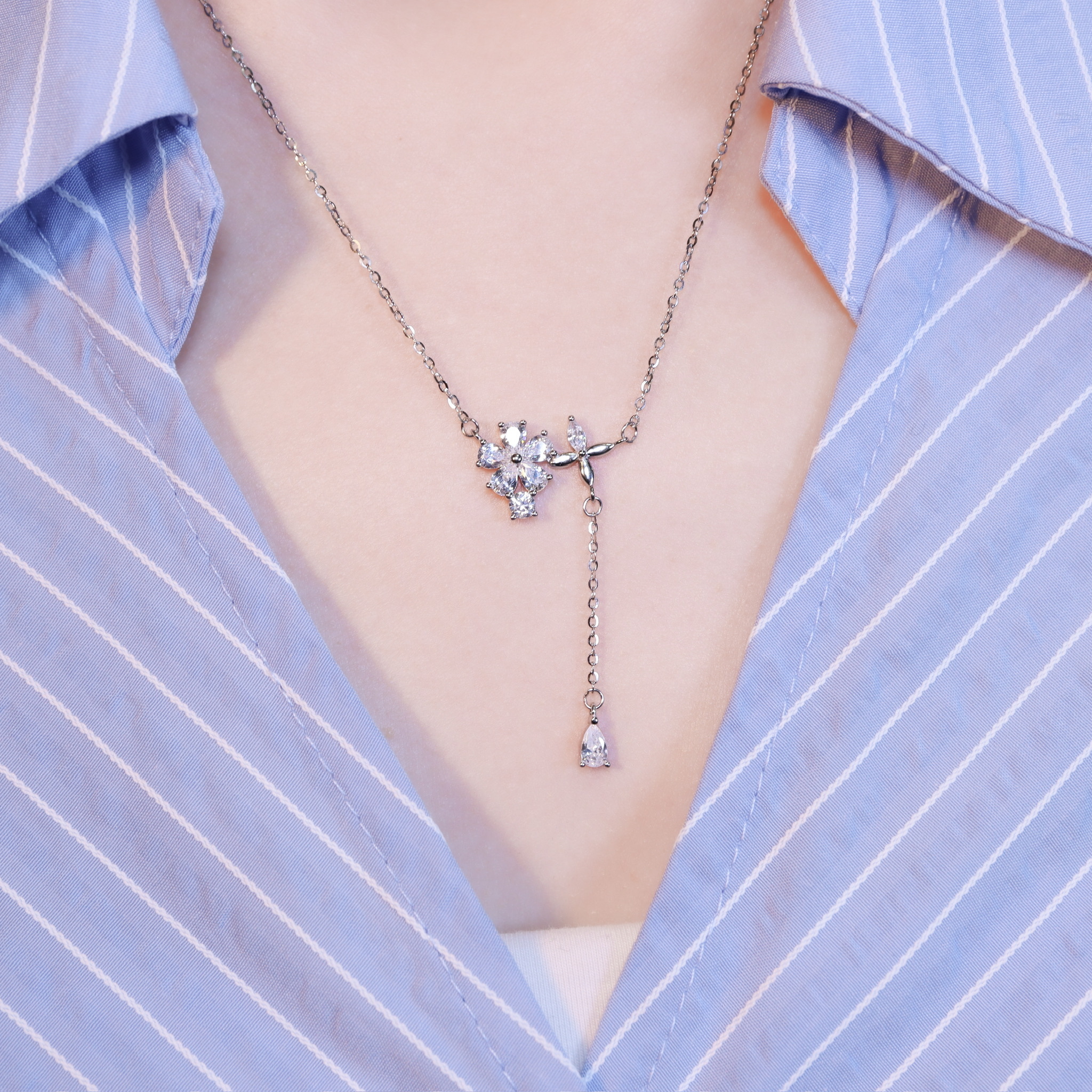 | 925純銀・白金・玫瑰金 | 當櫻花落下時項鍊  (銀/玫瑰金) | NE1602 |