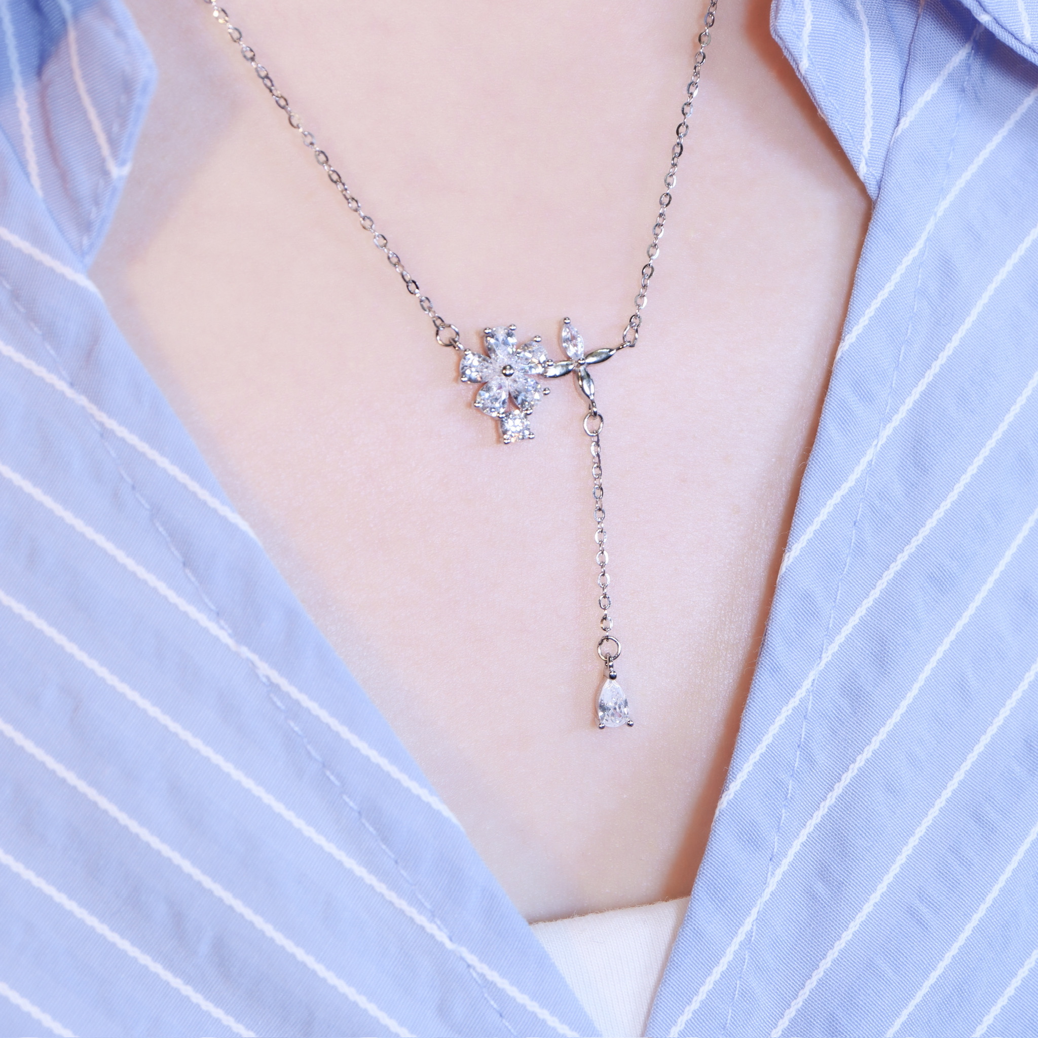 | 925 Silver・White Gold・Rose Gold | Sakura Times Necklace（Silver / Rose Gold) | NE1602 |