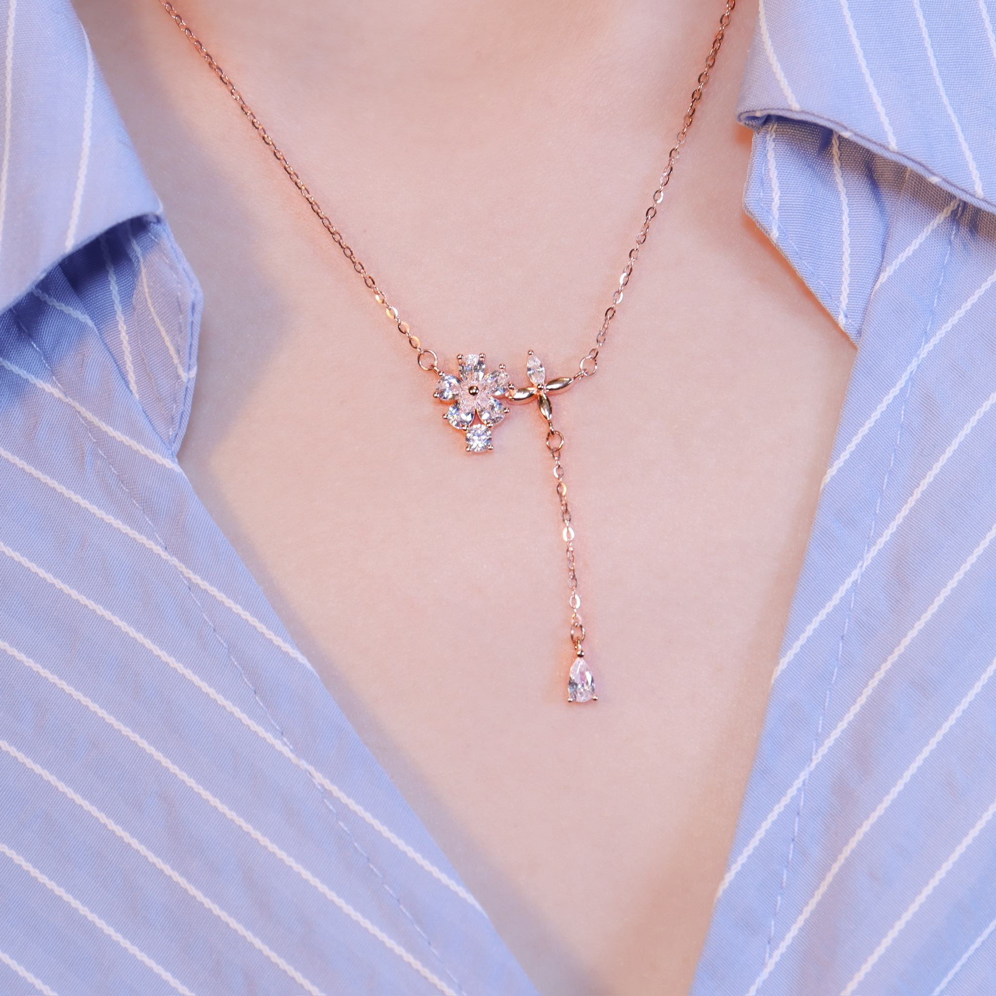 | 925純銀・白金・玫瑰金 | 當櫻花落下時項鍊  (銀/玫瑰金) | NE1602 |