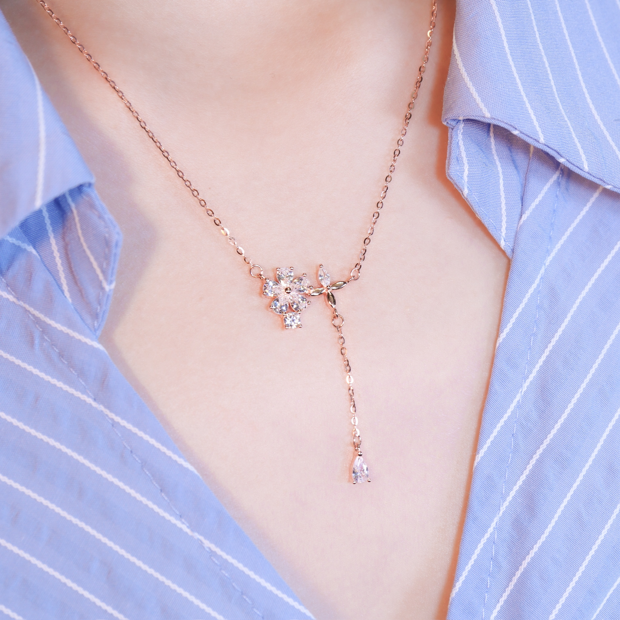 | 925 Silver・White Gold・Rose Gold | Sakura Times Necklace（Silver / Rose Gold) | NE1602 |