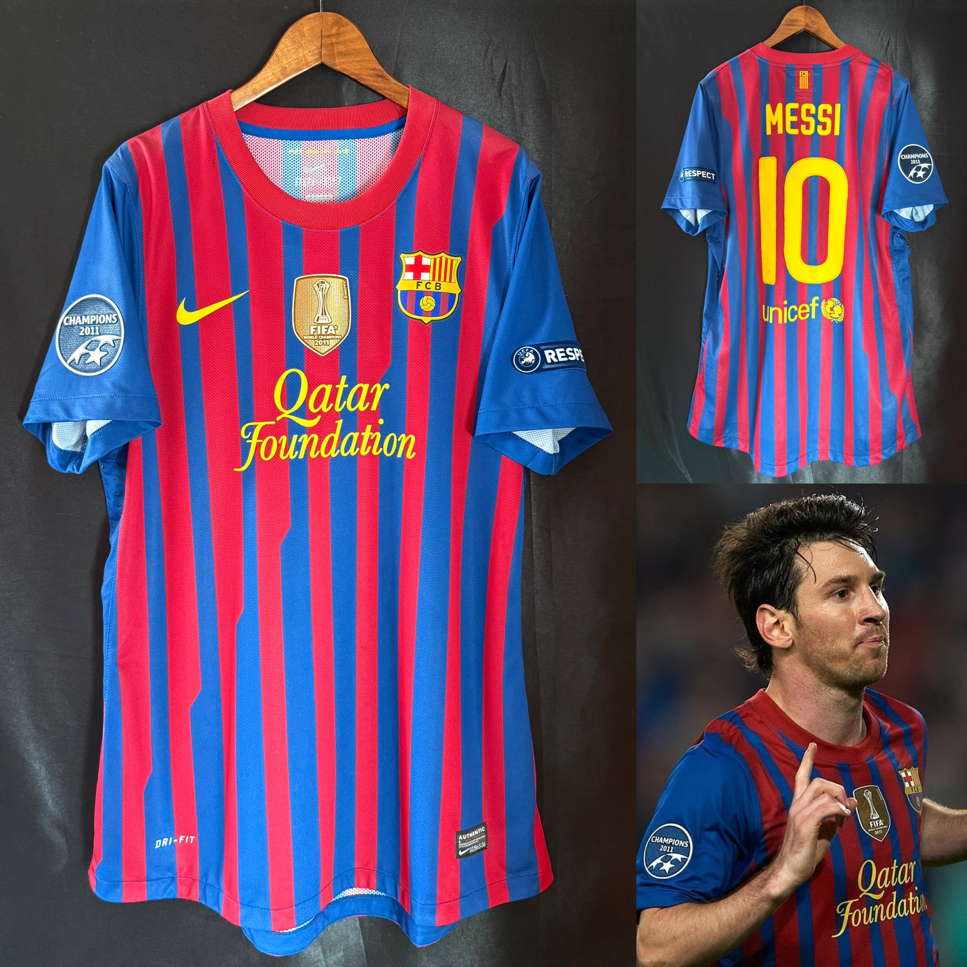 (Match Issue) FC Barcelona 2011-202 UEFA Champions League Nike Home Match Worn Issue Shirt #10 MESSI