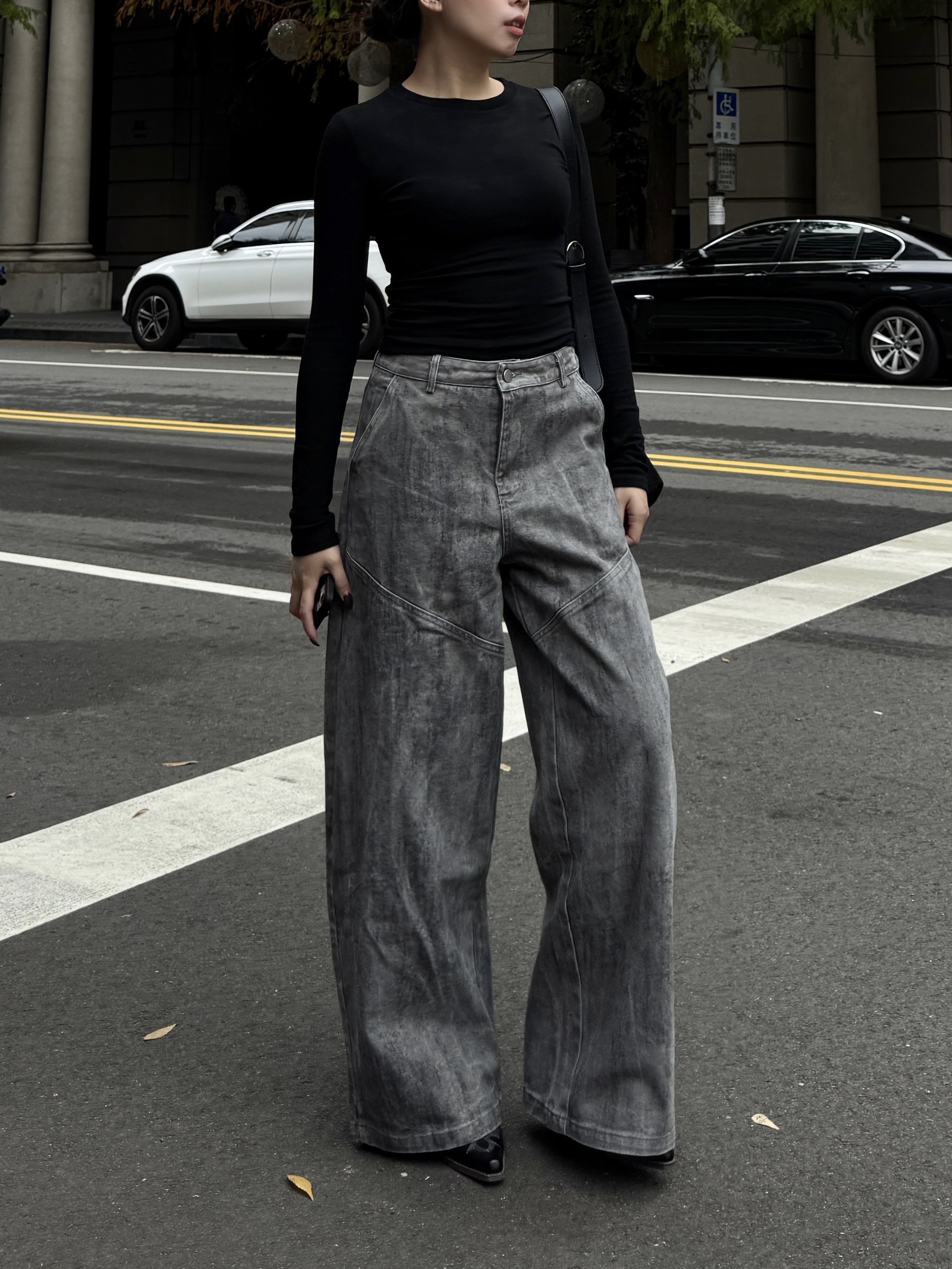 Chic Girl📻斑駁擦色暈染寬褲(2色)