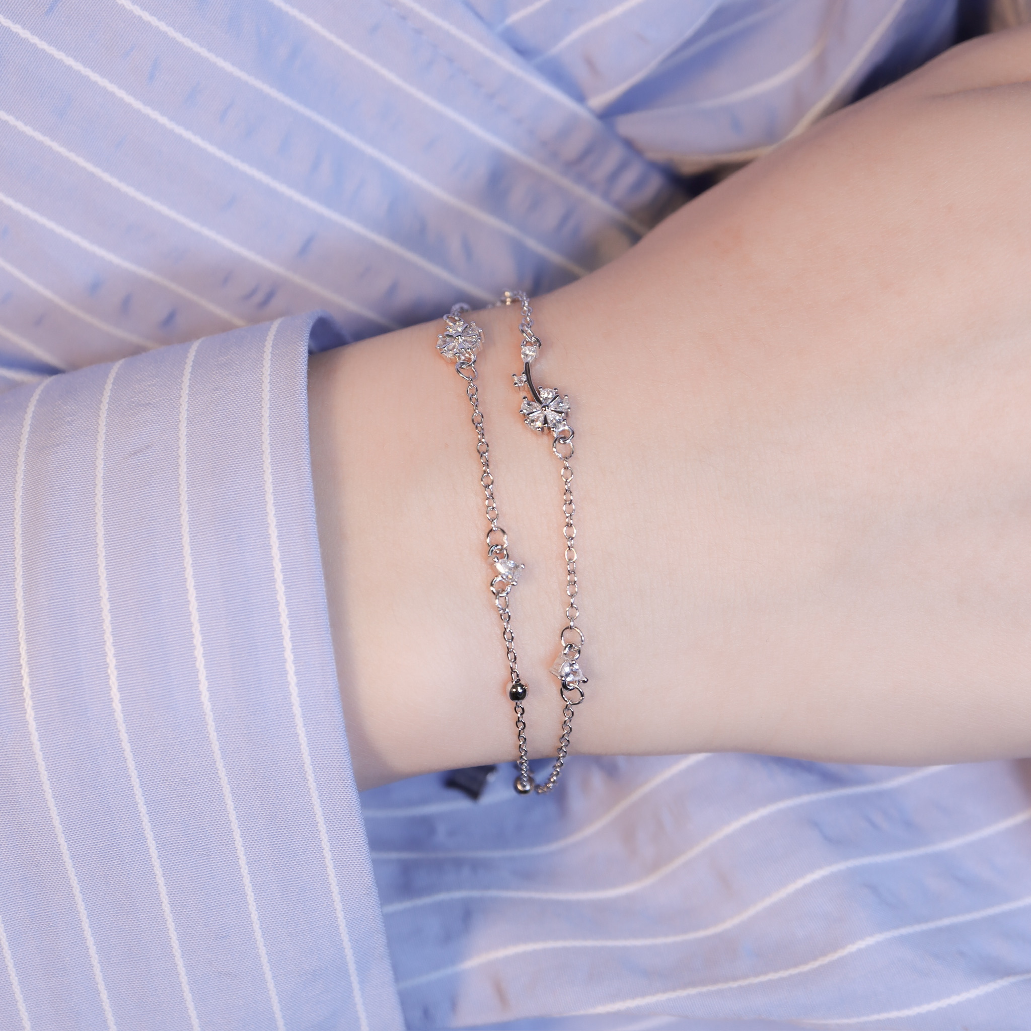 | 925純銀・白金 | 櫻花小說雙層手鏈 | BR1519 |