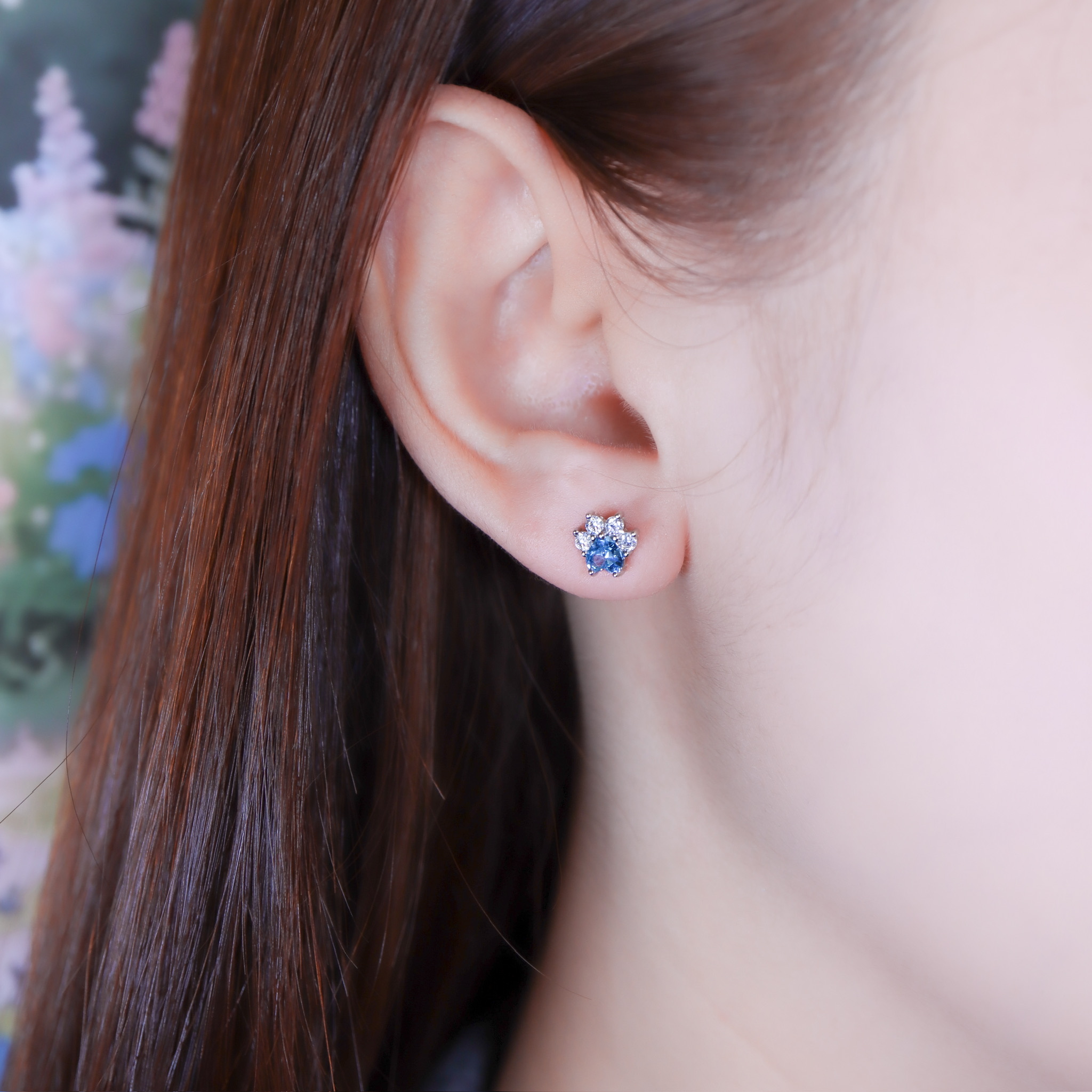 | 999足銀 | 溫柔小肉球耳環（藍色/粉色） | EA1126 |