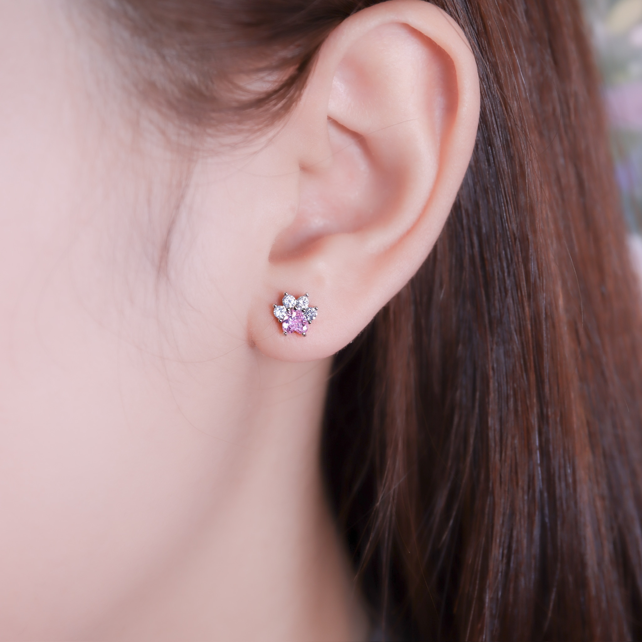 | 999足銀 | 溫柔小肉球耳環（藍色/粉色） | EA1126 |