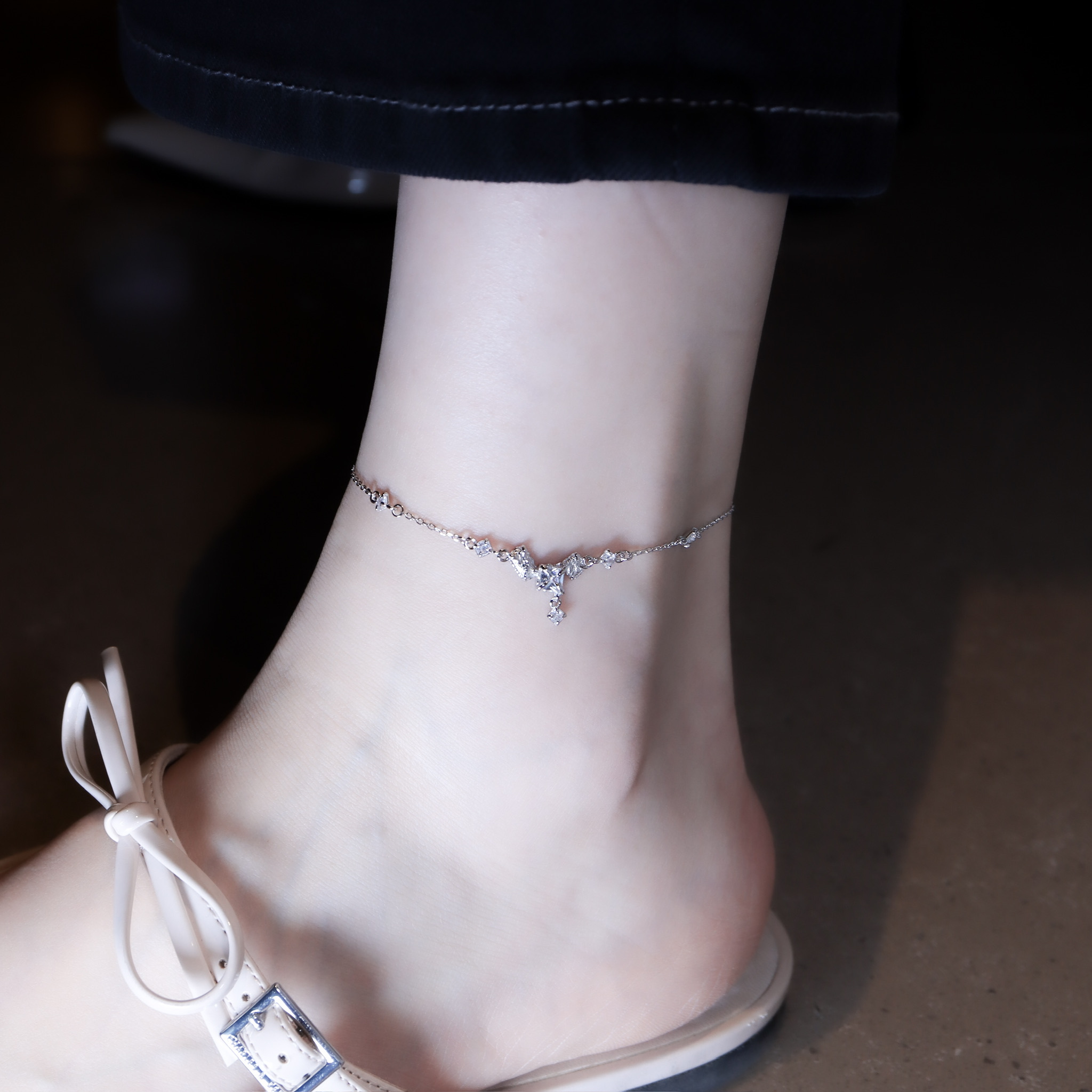 | 925純銀・白金 | 溫暖熔岩腳鏈 | AN0144 |