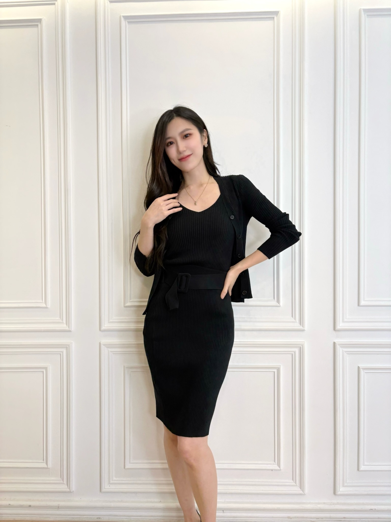 針織外套背心/裙set