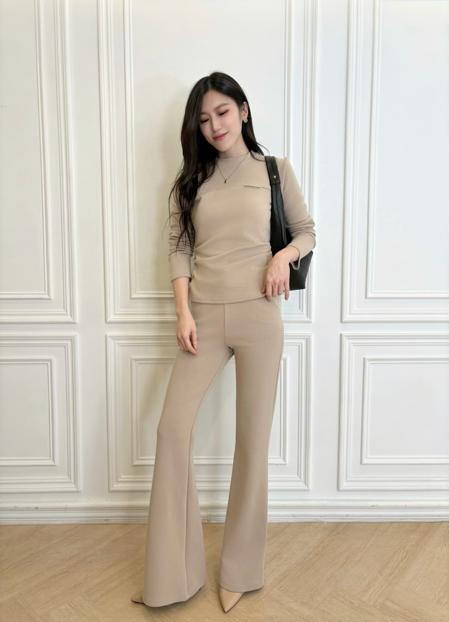 (極致顯瘦)細鑽棉料腰抓皺套裝SET