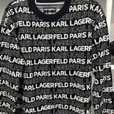 [S] KARL LAGERFELD BLACK/SOFT WHITE LOGO SWEATER, L5ZSS745-XSF (SKL1589)