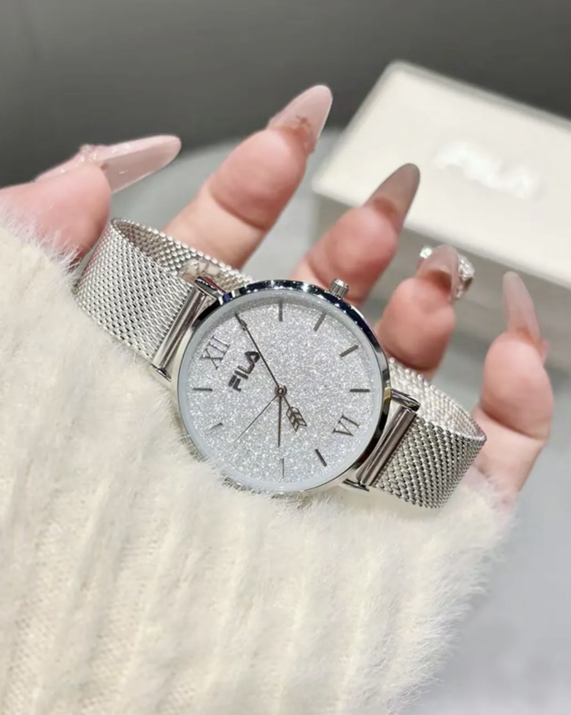 FILA 愛神之箭系列 滿天星 腕錶 手錶 防水 銀色 玫瑰金