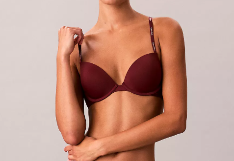 [S] CALVIN KLEIN MAROON ATTRACTION PUSH UP PLUNGE BRA, QF7578-601 (SCK838)