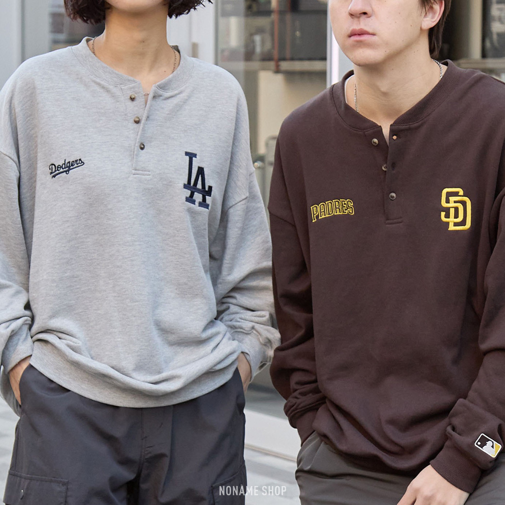 MLB 美國職棒大聯盟 刺繡Logo 亨利領 長袖 三款 (男/女同款)