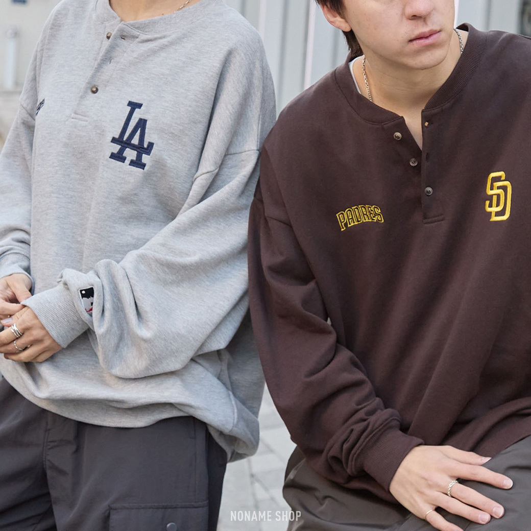 MLB 美國職棒大聯盟 刺繡Logo 亨利領 長袖 三款 (男/女同款)